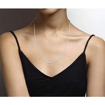 Miabella Italian 925 Sterling Silver Sparkle Mirror Link Chain Necklace for Women, Made in Italy (Length 24 Inches)