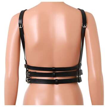 Fstrend Punk Leather Chest Body Chain Black Sexy Harness Waist Chains Nightclub Party Prom Rave Belt Belly Bra Jewelry Accessories for Women