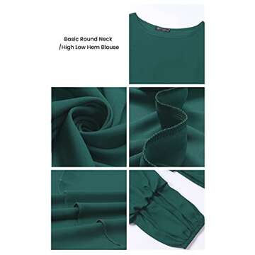 PRETTYGARDEN Women's Lantern Long Sleeve Round Neck High Low Asymmetrical Irregular Hem Casual Tops Blouse Shirt Dress