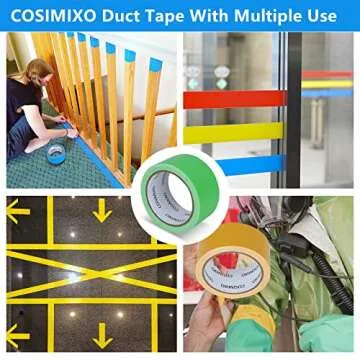 COSIMIXO 6-Pack Rainbow Colored Duct Tape 15 Yards x 2 Inch Heavy Duty, No Residue, Tear by Hand & Waterproof,Great for Packaging, Arts & Crafts, Color-Coding, and DIY Projects