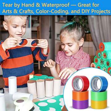 COSIMIXO 6-Pack Rainbow Colored Duct Tape 15 Yards x 2 Inch Heavy Duty, No Residue, Tear by Hand & Waterproof,Great for Packaging, Arts & Crafts, Color-Coding, and DIY Projects