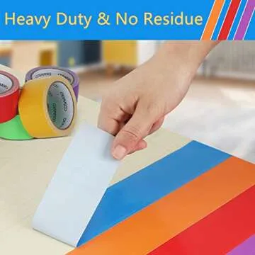 COSIMIXO 6-Pack Rainbow Colored Duct Tape 15 Yards x 2 Inch Heavy Duty, No Residue, Tear by Hand & Waterproof,Great for Packaging, Arts & Crafts, Color-Coding, and DIY Projects