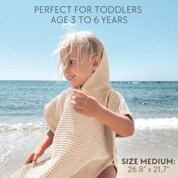 ZICOTO Soft Hooded Beach Towel for Kids - Cute Towel for Babies and Toddler Made of Waffle Cotton - Perfect Lightweight and Absorbent for Bath, Beach, Pool