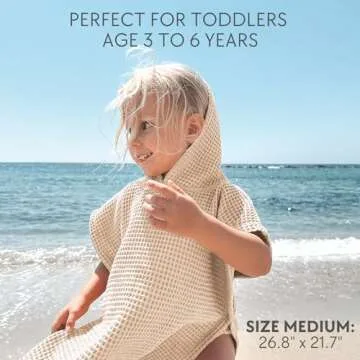 ZICOTO Soft Hooded Beach Towel for Kids - Cute Towel for Babies and Toddler Made of Waffle Cotton - Perfect Lightweight and Absorbent for Bath, Beach, Pool