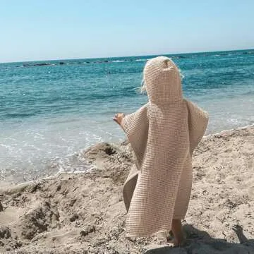 ZICOTO Soft Hooded Beach Towel for Kids - Cute Towel for Babies and Toddler Made of Waffle Cotton - Perfect Lightweight and Absorbent for Bath, Beach, Pool