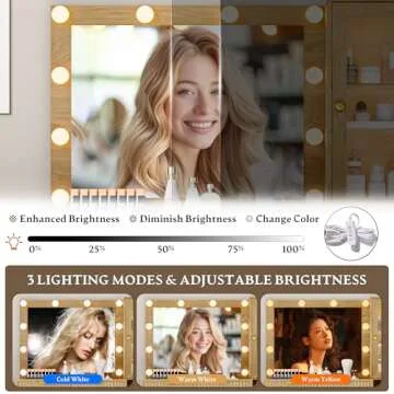 Chic Fluted Vanity Desk with Mirror and RGB Lighting