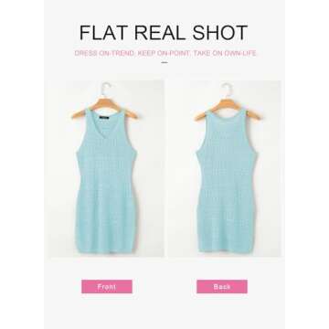 Dokotoo Women's Swimwear Cover Ups 2025 Summer Crew Neck Sleeveless Hollow Out Knit Side Split Beach Outfits for Women Resort Wear Crochet Swimsuit Coverup Blue Small