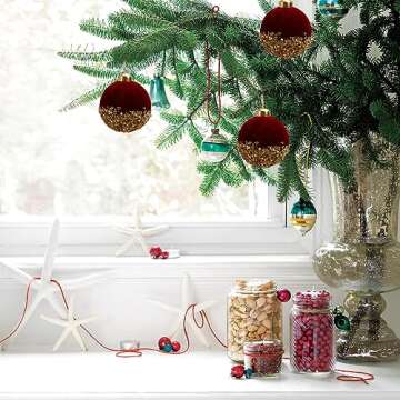 Algado 4Pcs Shatterproof Red Christmas Balls Ornaments - Elegant Velvet Decor for Home and Parties