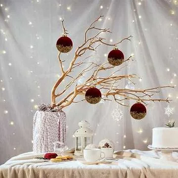 Algado Red Christmas Balls Ornaments | 4Pcs Shatterproof Decor