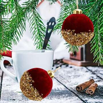 Algado Red Christmas Balls Ornaments | 4Pcs Shatterproof Decor