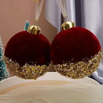 Algado Red Christmas Balls Ornaments | 4Pcs Shatterproof Decor