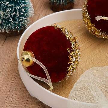 Algado Red Christmas Balls Ornaments | 4Pcs Shatterproof Decor
