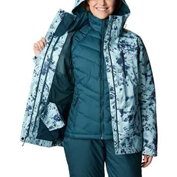 Columbia Women's Whirlibird IV Interchange Jacket, Aqua Haze Flurries Print, Medium