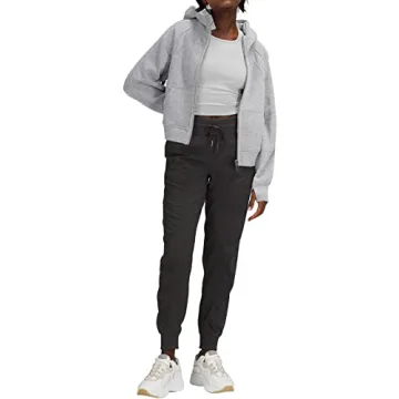 LASLULU Women's Fuzzy Cropped Athletic Zip-Up Hoodie