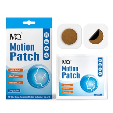 MQ Motion Sickness Patch,20 Count,Non Drowsy Sea Sickness Patches Behind Ear for Cruise Ship Travel,...