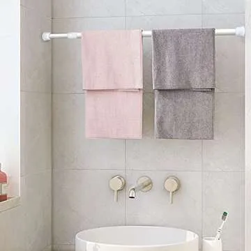 GGXL-KY 3 Pack Spring Tension Curtain Rods White Ajustable 41-71inchs, 0.6inch Diameter, Extension Spring Closet Rods for Bathroom, Windows, Wardrobe, Shoe Cabinet, Kitchen Cupboard (WHITE)