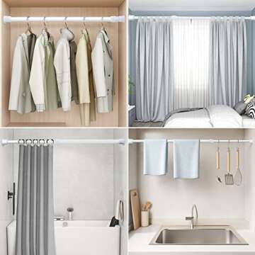 GGXL-KY 3 Pack Spring Tension Curtain Rods White Ajustable 41-71inchs, 0.6inch Diameter, Extension Spring Closet Rods for Bathroom, Windows, Wardrobe, Shoe Cabinet, Kitchen Cupboard (WHITE)