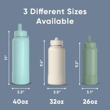 Hydrapeak 32oz Sport Insulated Water Bottle with Straw or Chug Lid, Leak & Spill Proof, Keeps Drinks Cold for 24 Hours, Hot for 12 Hours, Premium Stainless Steel Water Bottles (32oz, Modern Blue)