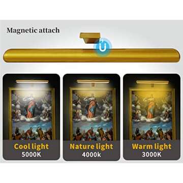 Arixinks LED Picture Light with Remote, Rechargeable - 16'' Full Metal Art Display Light, Brightness...