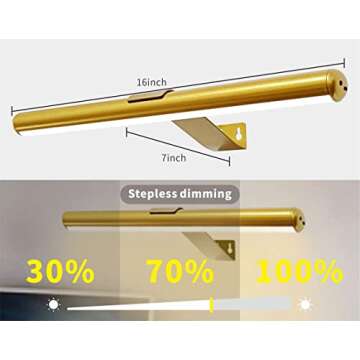 Arixinks LED Picture Light with Remote, Rechargeable - 16'' Full Metal Art Display Light, Brightness Dimmable Timer Off for Pictures, Paintings, Gallery Frame, Darboard