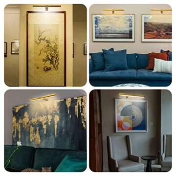 Arixinks LED Picture Light with Remote, Rechargeable - 16'' Full Metal Art Display Light, Brightness Dimmable Timer Off for Pictures, Paintings, Gallery Frame, Darboard