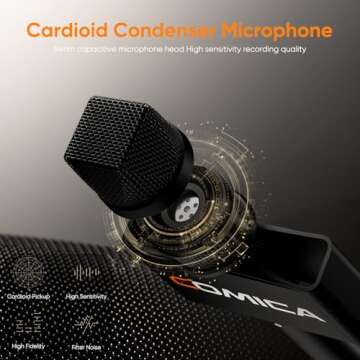 COMICA Revo S Wireless Handheld Microphone, Professional Handheld Interview Microphone for iPhone, USB Type C Android Phones, Laptops, PC, Reporter Mic for Content Creators, Interviews, Reporting