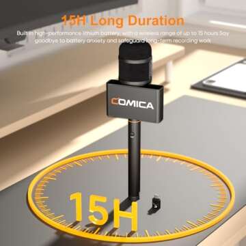 COMICA Revo S Wireless Handheld Microphone, Professional Handheld Interview Microphone for iPhone, USB Type C Android Phones, Laptops, PC, Reporter Mic for Content Creators, Interviews, Reporting