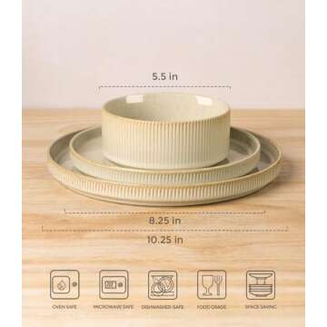 TheTerra Ceramic Dinnerware Set for 6 - Elegant & Durable