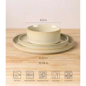 TheTerra Ceramic Dinnerware Set for 6 - Elegant & Durable