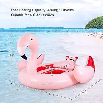Goplus Giant Flamingo Pool Float, 4-6 People Inflatable Pool Raft w/Air Pump & 6 Cup Holders for Adults Kids, Floating Island Toys for Party, Beach, River, Lake