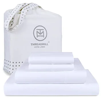 Threadmill 100% American Supima Cotton Sheets, Queen Sheet Set 1000 Thread Count Luxury 4 PC Luxury ...