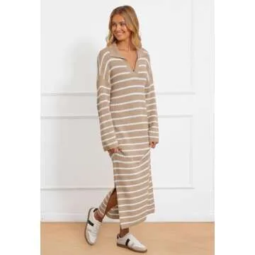 Shop MEROKEETY Striped Sweater Dress for Cozy Style