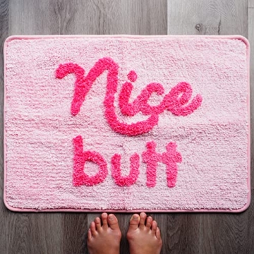Evovee Nice Butt Bath Mat Fun Cute Non-Slip Pink Rug