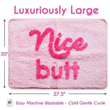 Evovee Nice Butt Bath Mat Fun Cute Non-Slip Pink Rug