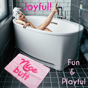 Evovee Nice Butt Bath Mat Fun Cute Non-Slip Pink Rug