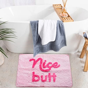 Evovee Nice Butt Bath Mat Fun Cute Non-Slip Pink Rug
