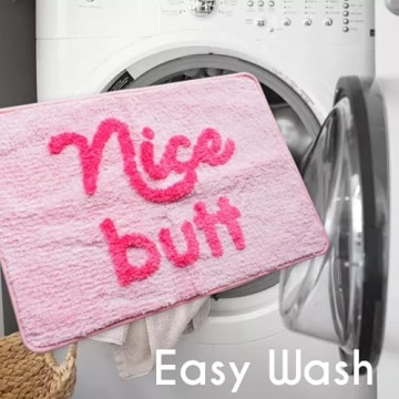 Evovee Nice Butt Bath Mat Fun Cute Non-Slip Pink Rug