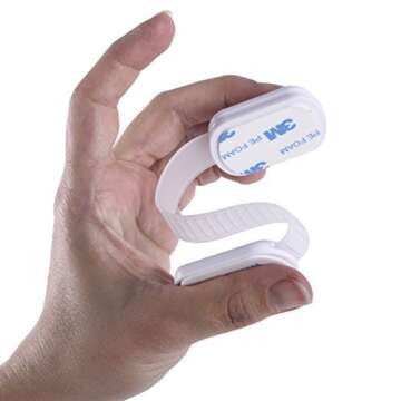 CUTESAFETY Child Proof Safety Locks - Baby Proofing Cabinet Lock with 6 Extra 3M Adhesives - Adjustable Strap Latches to Cabinets,Drawers,Cupboard,Oven,Fridge,Closet Seat,Door,Window (Grey, 6)