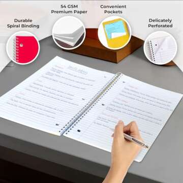 Rosmonde 5 Subject Notebook College Ruled, 6 Value Pack, 300 Pages (150 Sheets), 8 x 10-1/2", 5 Subj...