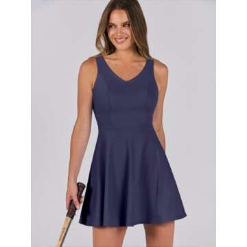 Caracilia Women Tennis Active Sporty Tank Dress with Shorts Workout Exercise Athletic Romper Mini Dr...