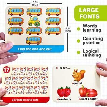 QUOKKA ABC Learning Flash Cards for Toddlers 1-3 Years - 120 Flashcards for Kids 2-4 in a Bag - Alphabet Numbers Letters Preschool Activities Ages 4-8 - Gift Speech Therapy Toys 1-3-5 yo