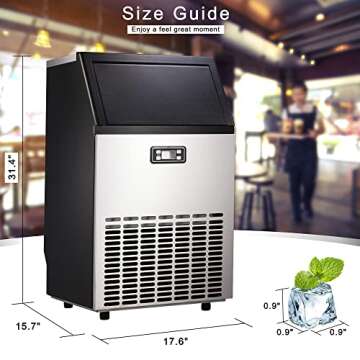 Ice Maker Commercial Machine - 100Lbs/Day, Durable & Efficient
