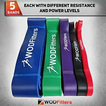 WODFitters Pull Up Assistance Band for Stretching, Mobility Workouts, Warm Up, Recovery, Powerlifting, Home Fitness and Exercise… (#5 Blue)