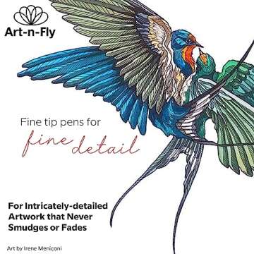 Art-n-Fly Colored Fine Point Pens Set of 12 - Drawing Fineliner Pens with Japanese Archival Ink 0.3mm - No Bleed Multi Color Marker Fine Tip Pens for Bullet Journaling, Coloring, Drawing & Detailing