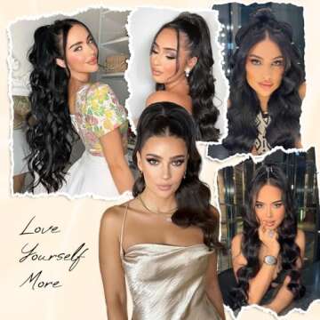 Vigorous Ponytail Extension 26 Inch Black Long Wavy Drawstring Ponytail Extension for Women Synthetic Hair Extension Clip in Hairpiece for Daily Use (26Inch Black)