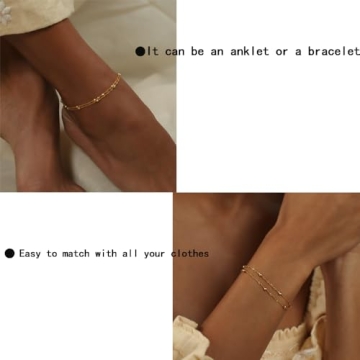 FIXCOR Ankle Bracelets for Women Waterproof Dainty Gold Anklets