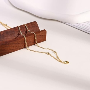 FIXCOR Ankle Bracelets for Women Waterproof Dainty Gold Anklets