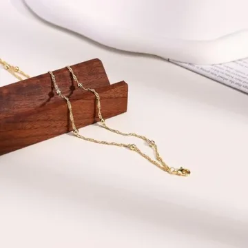 FIXCOR Ankle Bracelets for Women Waterproof Dainty Gold Anklets