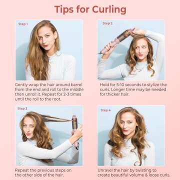 1.5 in Heated Volumizing Brush with LCD Display Showing 10 Temperature Settings up to 410°F, Dual Ceramic Tourmaline Ionic Technology, 110-240V Dual Voltage Travel Curling Tool