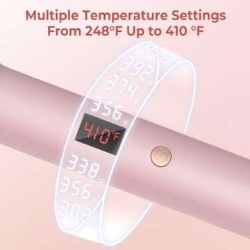 1.5 in Heated Volumizing Brush with LCD Display Showing 10 Temperature Settings up to 410°F, Dual Ceramic Tourmaline Ionic Technology, 110-240V Dual Voltage Travel Curling Tool